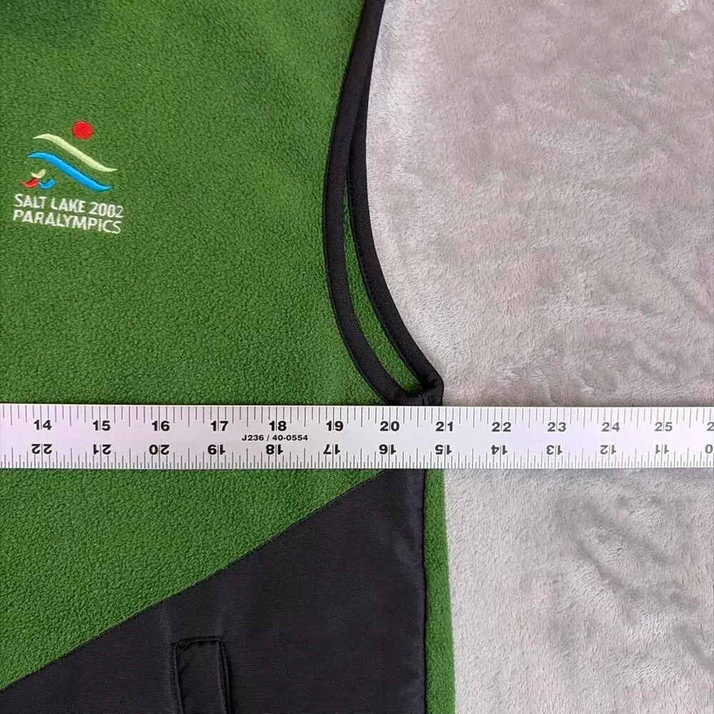 VTG Salt Lake 2002 Paralympics Fleece Vest Men’s Small Green FullZip Olympic Ski - Picture 3 of 5